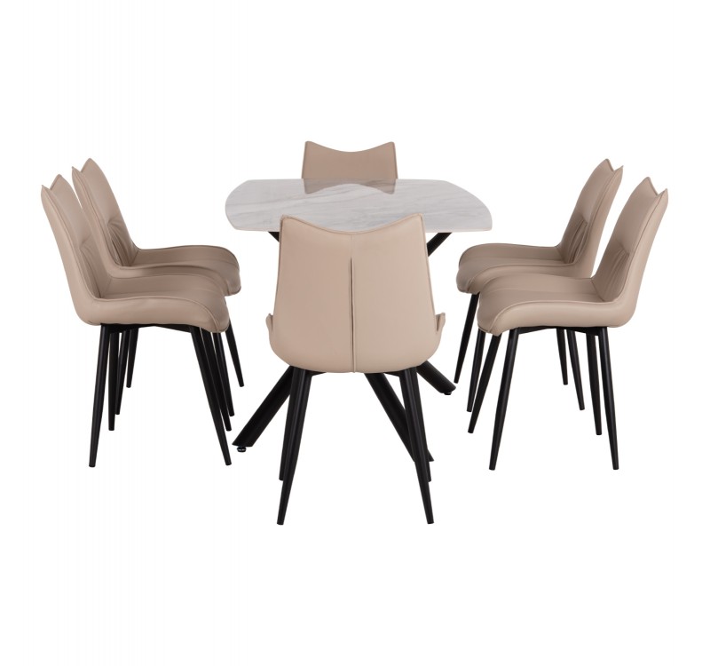ΣΕΤ ΤΡΑΠΕΖΑΡΙΑΣ 7ΤΜΧ ISKA HM21363 ΚΕΡΑΜΙΚΟ TOP/ΜΕΤΑΛ. ΠΟΔΙΑ--PU ΜΠΕΖ/ΜΕΤΑΛ.ΠΟΔΙΑ