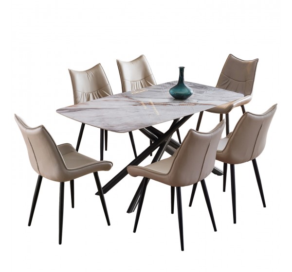 ΣΕΤ ΤΡΑΠΕΖΑΡΙΑΣ 7ΤΜΧ ISKA HM21363 ΚΕΡΑΜΙΚΟ TOP/ΜΕΤΑΛ. ΠΟΔΙΑ--PU ΜΠΕΖ/ΜΕΤΑΛ.ΠΟΔΙΑ