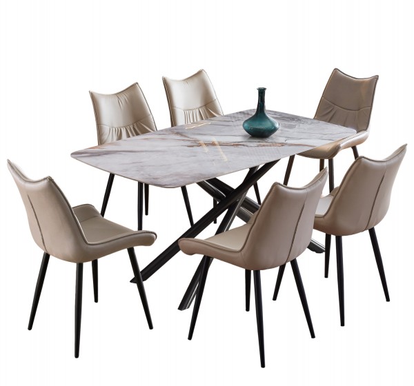 ΣΕΤ ΤΡΑΠΕΖΑΡΙΑΣ 7ΤΜΧ ISKA HM21363 ΚΕΡΑΜΙΚΟ TOP/ΜΕΤΑΛ. ΠΟΔΙΑ--PU ΜΠΕΖ/ΜΕΤΑΛ.ΠΟΔΙΑ