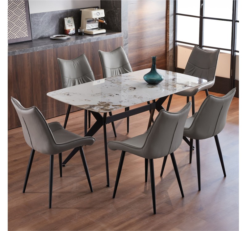 ΣΕΤ ΤΡΑΠΕΖΑΡΙΑΣ 7ΤΜΧ AIKA HM21364 ΚΕΡΑΜΙΚΟ TOP/ΜΕΤΑΛ. ΠΟΔΙΑ--PU ΓΚΡΙ/ΜΕΤΑΛ.ΠΟΔΙΑ