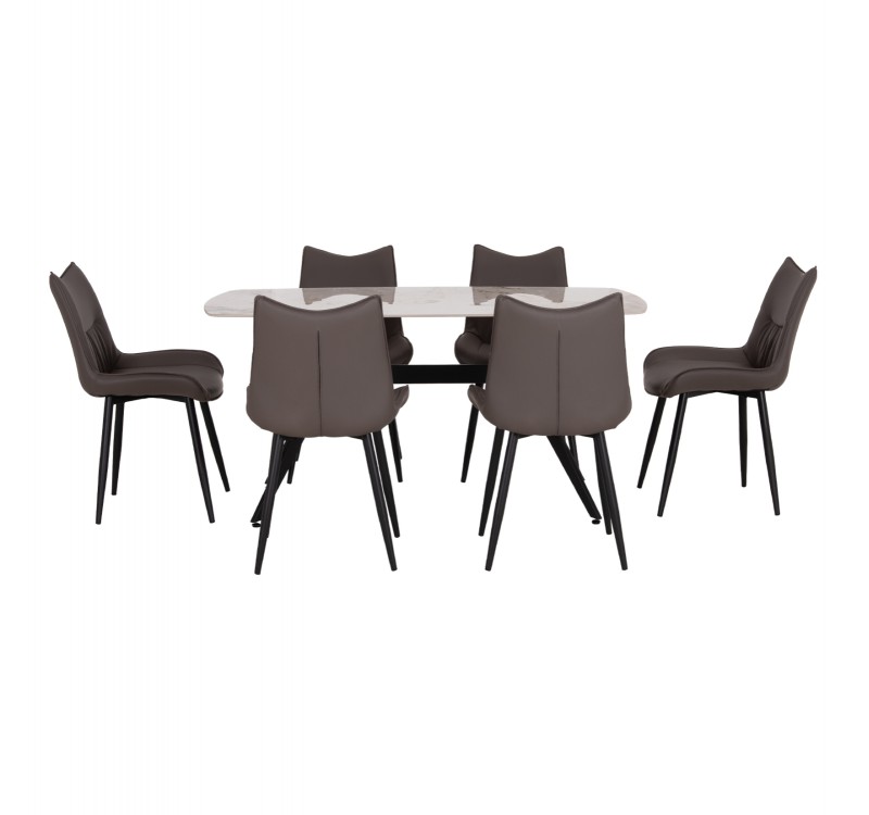ΣΕΤ ΤΡΑΠΕΖΑΡΙΑΣ 7ΤΜΧ AIKA HM21364 ΚΕΡΑΜΙΚΟ TOP/ΜΕΤΑΛ. ΠΟΔΙΑ--PU ΓΚΡΙ/ΜΕΤΑΛ.ΠΟΔΙΑ