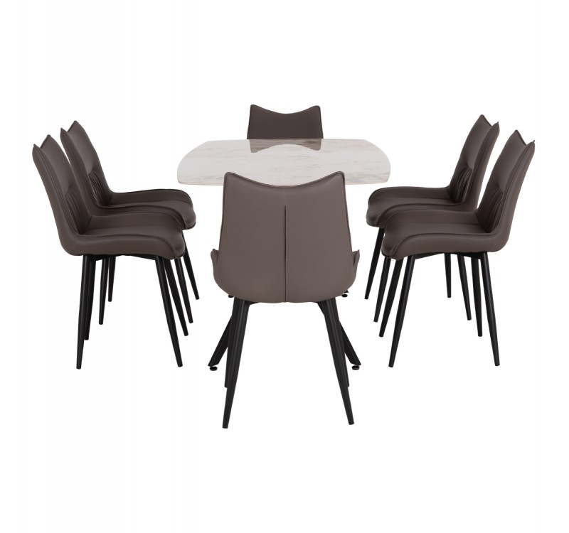 ΣΕΤ ΤΡΑΠΕΖΑΡΙΑΣ 7ΤΜΧ AIKA HM21364 ΚΕΡΑΜΙΚΟ TOP/ΜΕΤΑΛ. ΠΟΔΙΑ--PU ΓΚΡΙ/ΜΕΤΑΛ.ΠΟΔΙΑ