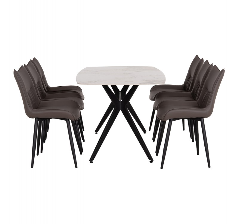 ΣΕΤ ΤΡΑΠΕΖΑΡΙΑΣ 7ΤΜΧ AIKA HM21364 ΚΕΡΑΜΙΚΟ TOP/ΜΕΤΑΛ. ΠΟΔΙΑ--PU ΓΚΡΙ/ΜΕΤΑΛ.ΠΟΔΙΑ