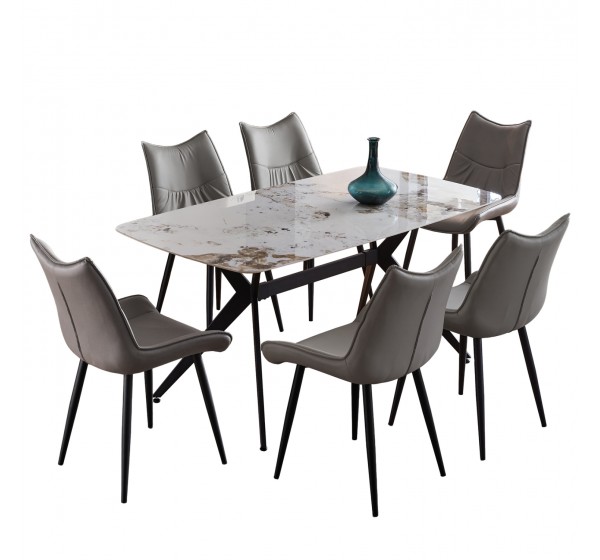 ΣΕΤ ΤΡΑΠΕΖΑΡΙΑΣ 7ΤΜΧ AIKA HM21364 ΚΕΡΑΜΙΚΟ TOP/ΜΕΤΑΛ. ΠΟΔΙΑ--PU ΓΚΡΙ/ΜΕΤΑΛ.ΠΟΔΙΑ