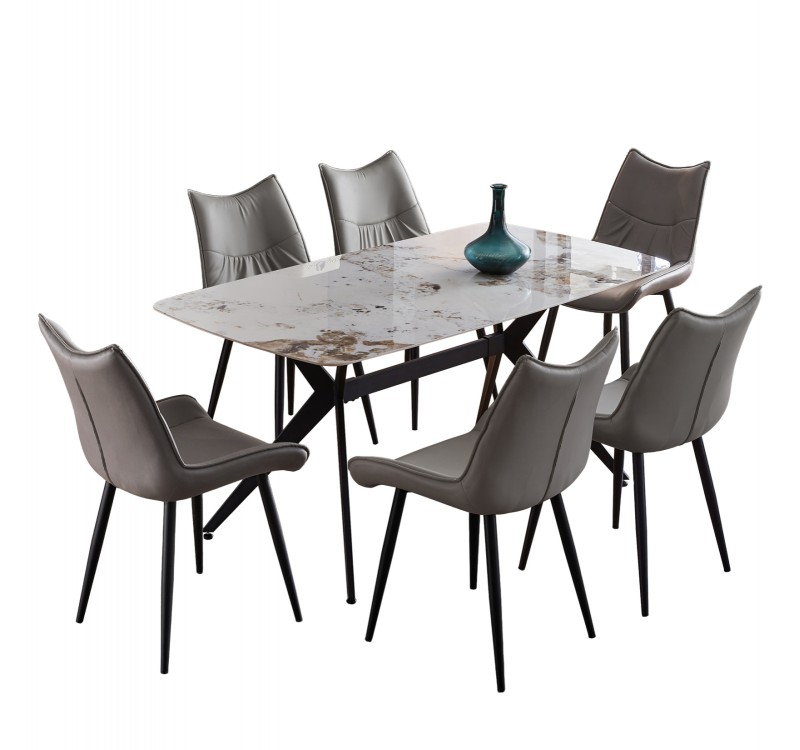 ΣΕΤ ΤΡΑΠΕΖΑΡΙΑΣ 7ΤΜΧ AIKA HM21364 ΚΕΡΑΜΙΚΟ TOP/ΜΕΤΑΛ. ΠΟΔΙΑ--PU ΓΚΡΙ/ΜΕΤΑΛ.ΠΟΔΙΑ