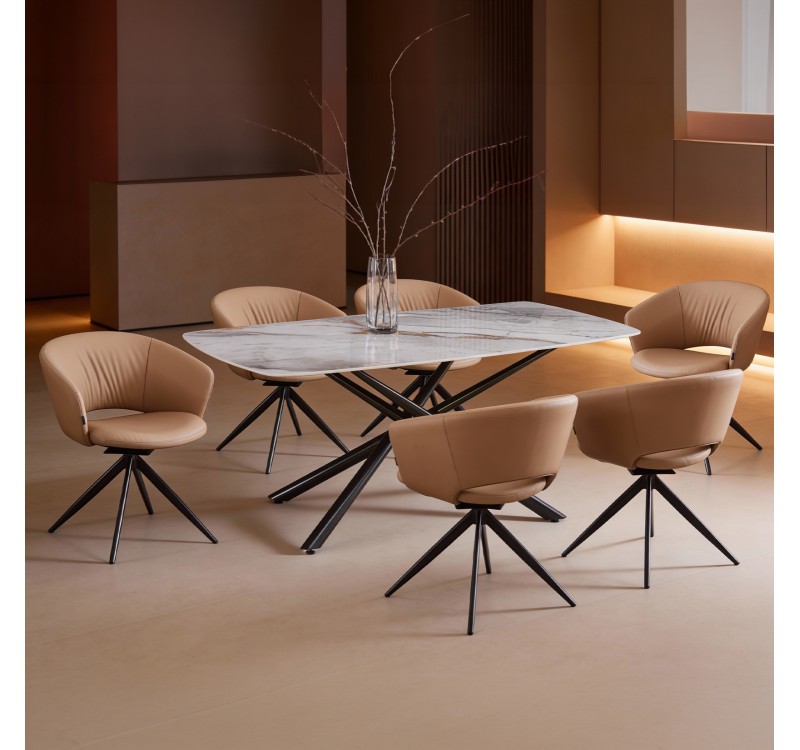 ΣΕΤ ΤΡΑΠΕΖΑΡΙΑΣ 7ΤΜΧ HANAE HM21365 ΚΕΡΑΜΙΚΟ TOP/ΜΕΤΑΛ. ΠΟΔΙΑ--PU ΜΟΚΑ/ΜΕΤΑΛ.ΠΟΔΙΑ
