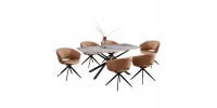 ΣΕΤ ΤΡΑΠΕΖΑΡΙΑΣ 7ΤΜΧ HANAE HM21365 ΚΕΡΑΜΙΚΟ TOP/ΜΕΤΑΛ. ΠΟΔΙΑ--PU ΜΟΚΑ/ΜΕΤΑΛ.ΠΟΔΙΑ