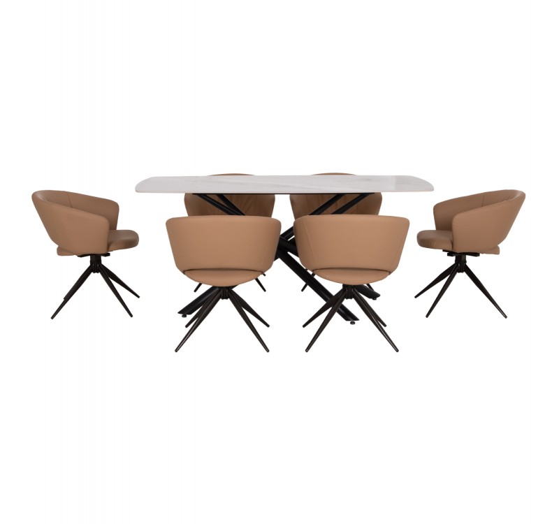 ΣΕΤ ΤΡΑΠΕΖΑΡΙΑΣ 7ΤΜΧ HANAE HM21365 ΚΕΡΑΜΙΚΟ TOP/ΜΕΤΑΛ. ΠΟΔΙΑ--PU ΜΟΚΑ/ΜΕΤΑΛ.ΠΟΔΙΑ