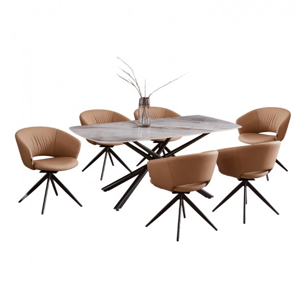 ΣΕΤ ΤΡΑΠΕΖΑΡΙΑΣ 7ΤΜΧ HANAE HM21365 ΚΕΡΑΜΙΚΟ TOP/ΜΕΤΑΛ. ΠΟΔΙΑ--PU ΜΟΚΑ/ΜΕΤΑΛ.ΠΟΔΙΑ