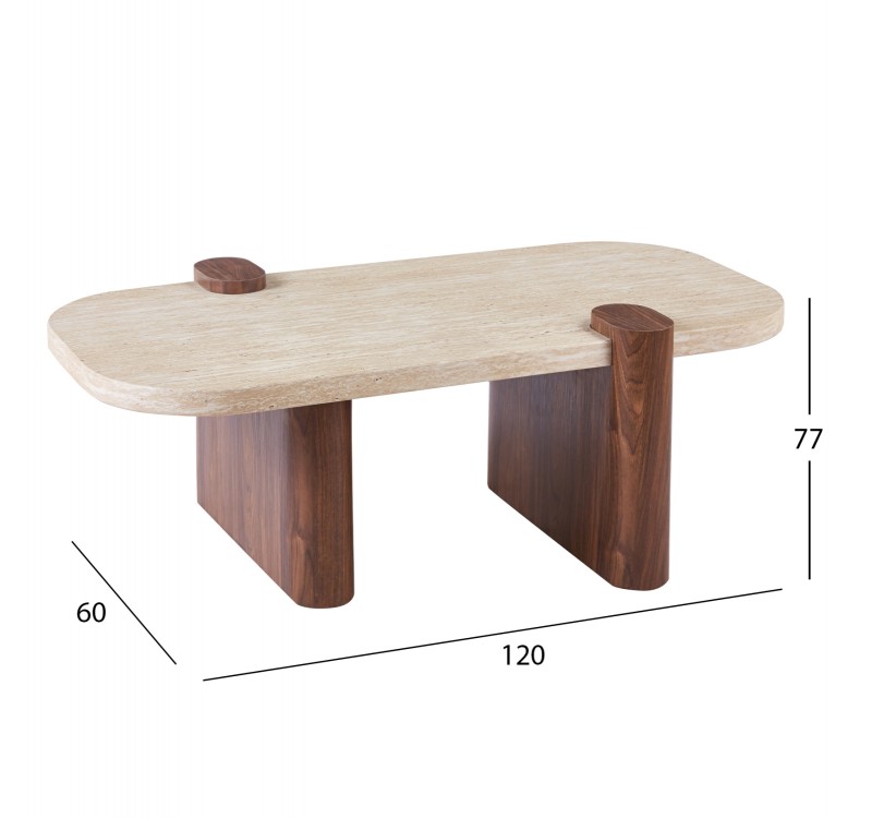 ΤΡΑΠΕΖΙ ΣΑΛΟΝΙΟΥ ARDEN HM18435 MDF TOP ΟΨΗ ΤΡΑΒΕΡΤΙΝΑΣ-MDF ΠΟΔΙΑ ΚΑΡΥΔΙ 120x60x40Υεκ