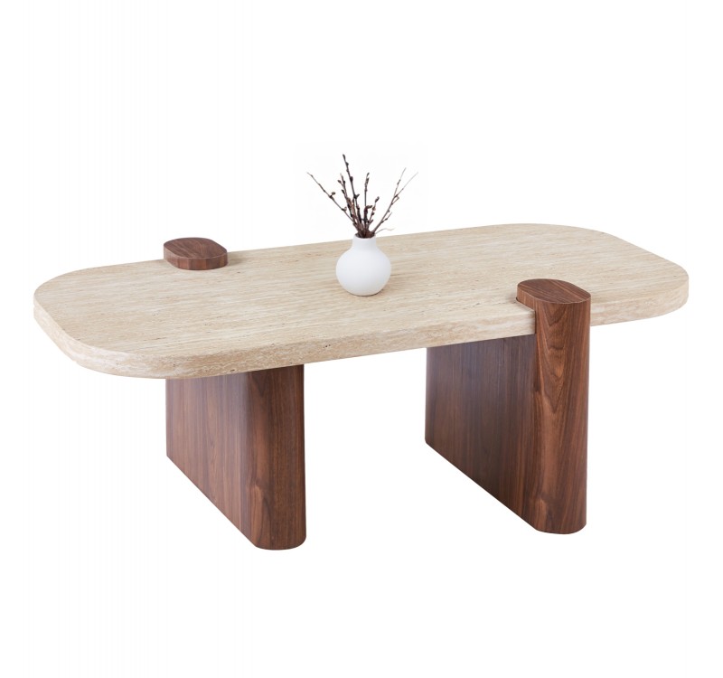 ΤΡΑΠΕΖΙ ΣΑΛΟΝΙΟΥ ARDEN HM18435 MDF TOP ΟΨΗ ΤΡΑΒΕΡΤΙΝΑΣ-MDF ΠΟΔΙΑ ΚΑΡΥΔΙ 120x60x40Υεκ
