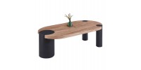 ΤΡΑΠΕΖΙ ΣΑΛΟΝΙΟΥ ΟΒΑΛ OVALON HM18433.05 MDF TOP ΚΑΡΥΔΙ-MDF ΠΟΔΙΑ ΜΑΥΡΑ 120x60x40Υεκ