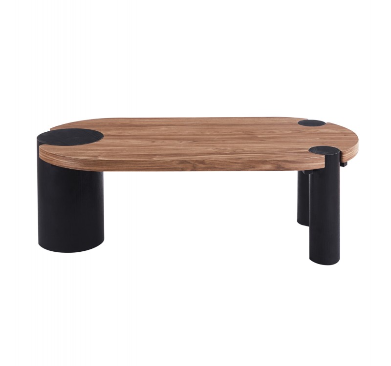 ΤΡΑΠΕΖΙ ΣΑΛΟΝΙΟΥ ΟΒΑΛ OVALON HM18433.05 MDF TOP ΚΑΡΥΔΙ-MDF ΠΟΔΙΑ ΜΑΥΡΑ 120x60x40Υεκ