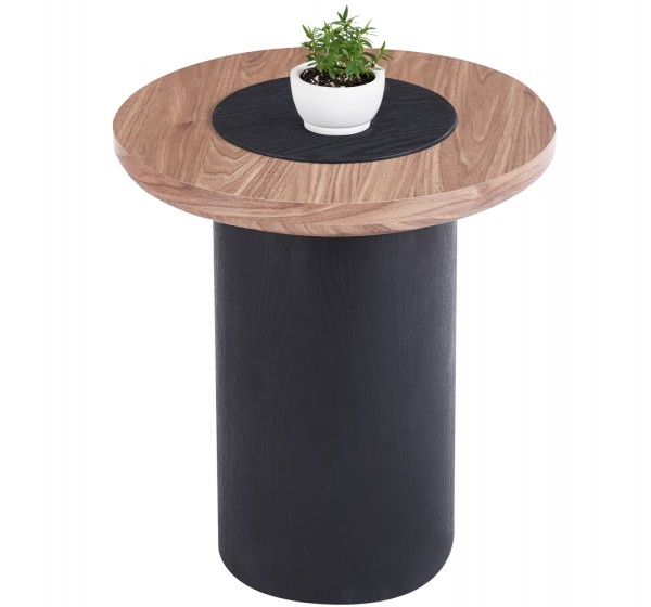 ΤΡΑΠΕΖΑΚΙ ΣΤΡΟΓΓΥΛΟ ΒΟΗΘΗΤΙKΟ OVALON HM18434.05 MDF TOP ΚΑΡΥΔΙ & ΒΑΣΗ ΜΑΥΡΗ Φ45x50Υεκ