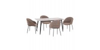 ΣΕΤ ΤΡΑΠΕΖΑΡΙΑΣ 5ΤΜΧ DRENNY HM10952.03 ΚΕΡΑΜΙΚΟ TOP--ΥΦΑΣΜΑ TAUPE & ΜΕΤΑΛ.ΠΟΔΙΑ