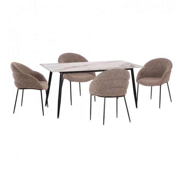 ΣΕΤ ΤΡΑΠΕΖΑΡΙΑΣ 5ΤΜΧ DRENNY HM10952.03 ΚΕΡΑΜΙΚΟ TOP--ΥΦΑΣΜΑ TAUPE & ΜΕΤΑΛ.ΠΟΔΙΑ