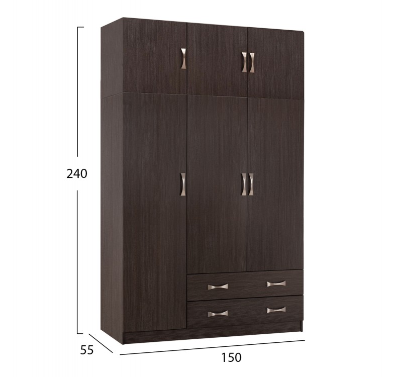 ΝΤΟΥΛΑΠΑ 3ΦΥΛΛΗ ΜΕ ΠΑΤΑΡΙ CARLY HM10891.01 ΜΕΛΑΜΙΝΗ ΣΕ ZEBRANO 150X55Χ240Υεκ.