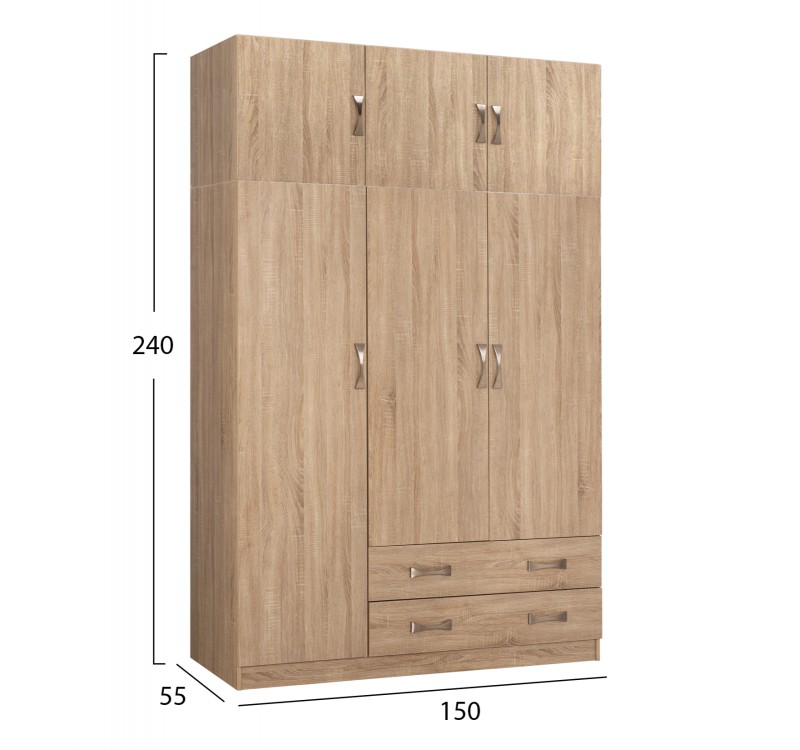 ΝΤΟΥΛΑΠΑ 3ΦΥΛΛΗ ΜΕ ΠΑΤΑΡΙ CARLY HM10891.02 ΜΕΛΑΜΙΝΗ ΣΕ SONAMA 150X55Χ240Υεκ.