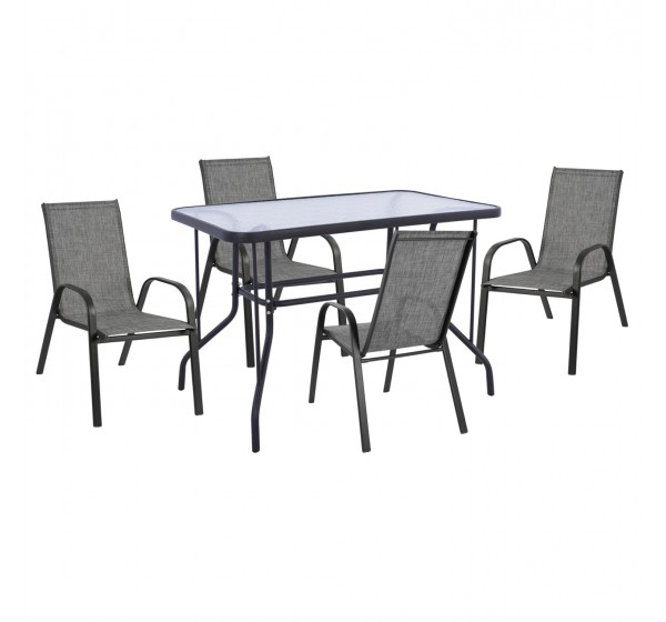 ΣΕΤ ΤΡΑΠΕΖΑΡΙΑΣ 5ΤΜΧ ADAM HM10897.01 ΤΡΑΠΕΖΙ 110x60εκ & 4 ΠΟΛΥΘΡΟΝΕΣ--ΓΚΡΙ