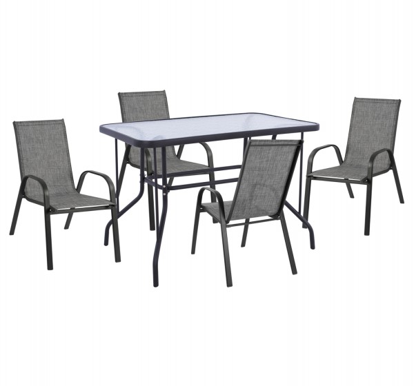 ΣΕΤ ΤΡΑΠΕΖΑΡΙΑΣ 5ΤΜΧ ADAM HM10897.01 ΤΡΑΠΕΖΙ 110x60εκ & 4 ΠΟΛΥΘΡΟΝΕΣ--ΓΚΡΙ