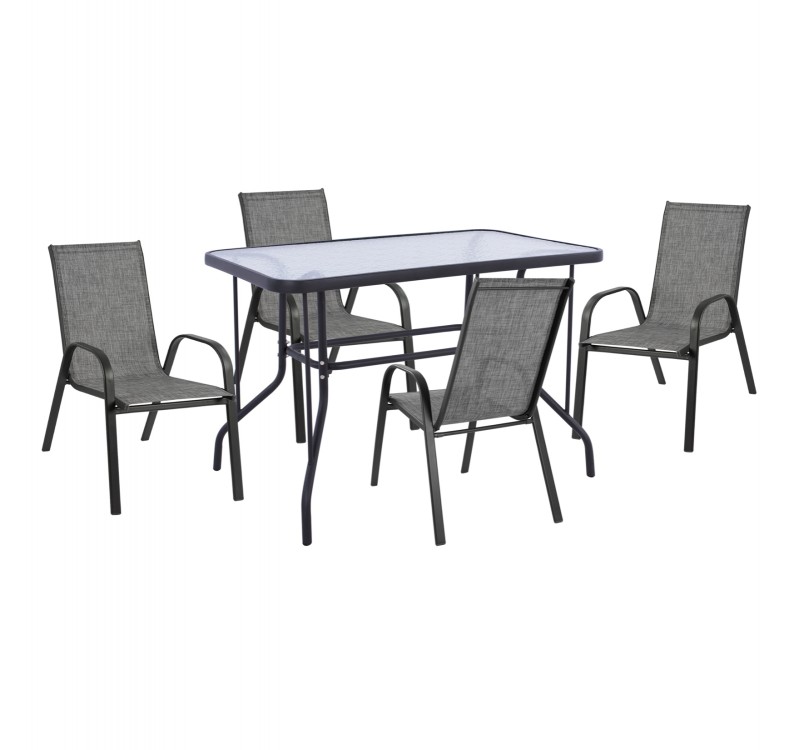 ΣΕΤ ΤΡΑΠΕΖΑΡΙΑΣ 5ΤΜΧ ADAM HM10897.01 ΤΡΑΠΕΖΙ 110x60εκ & 4 ΠΟΛΥΘΡΟΝΕΣ--ΓΚΡΙ