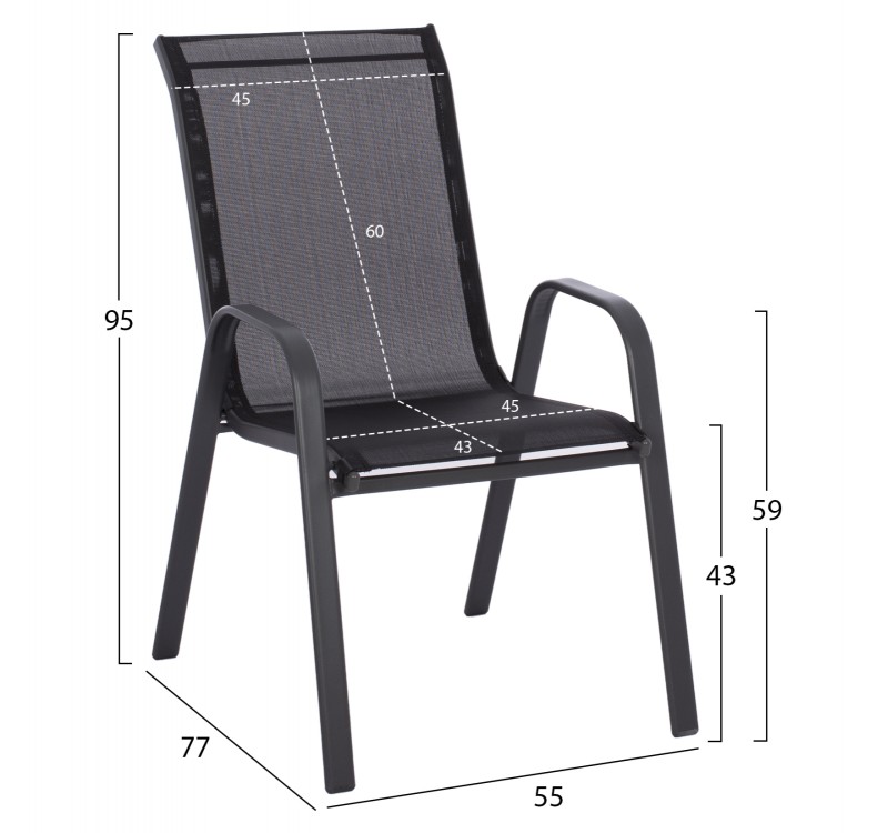 ΣΕΤ ΤΡΑΠΕΖΑΡΙΑΣ 5ΤΜΧ ADAM HM10897.03 ΤΡΑΠΕΖΙ 110x60εκ & 4 ΠΟΛΥΘΡΟΝΕΣ--ΜΑΥΡΟ