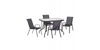 ΣΕΤ ΤΡΑΠΕΖΑΡΙΑΣ 5ΤΜΧ ADAM HM10897.03 ΤΡΑΠΕΖΙ 110x60εκ & 4 ΠΟΛΥΘΡΟΝΕΣ--ΜΑΥΡΟ