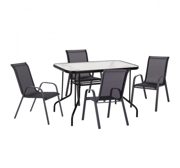 ΣΕΤ ΤΡΑΠΕΖΑΡΙΑΣ 5ΤΜΧ ADAM HM10897.03 ΤΡΑΠΕΖΙ 110x60εκ & 4 ΠΟΛΥΘΡΟΝΕΣ--ΜΑΥΡΟ