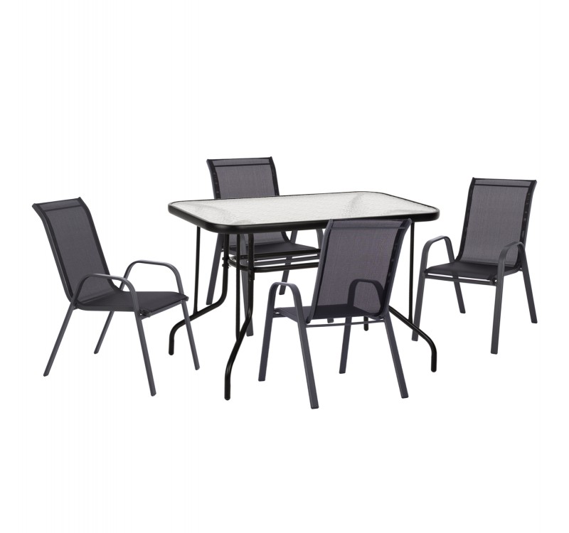 ΣΕΤ ΤΡΑΠΕΖΑΡΙΑΣ 5ΤΜΧ ADAM HM10897.03 ΤΡΑΠΕΖΙ 110x60εκ & 4 ΠΟΛΥΘΡΟΝΕΣ--ΜΑΥΡΟ