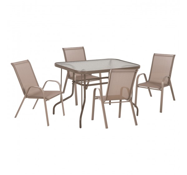 ΣΕΤ ΤΡΑΠΕΖΑΡΙΑΣ 5ΤΜΧ ADAM HM10897.04 ΤΡΑΠΕΖΙ 110x60εκ & 4 ΠΟΛΥΘΡΟΝΕΣ--ΣΑΜΠΑΝΙ