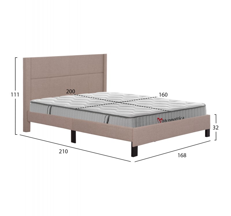 ΚΡΕΒΑΤΙ ΔΙΠΛΟ & ΣΤΡΩΜΑ TRILLOP HM10763.03 ΜΠΕΖ ΥΦΑΣΜΑ--ΓΙΑ 160x200εκ