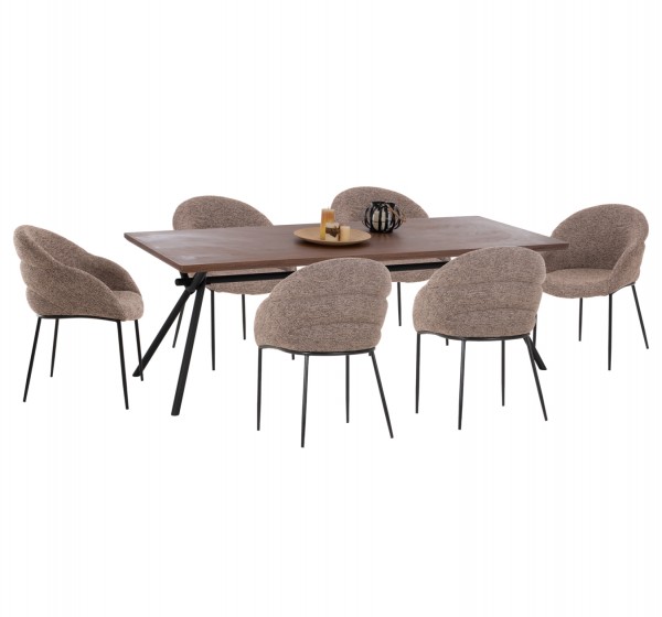 ΣΕΤ ΤΡΑΠΕΖΑΡΙΑΣ 7ΤΜΧ MANDY HM10957.03 MDF TOP--ΥΦΑΣΜΑ TAUPE & ΜΕΤΑΛ.ΠΟΔΙΑ