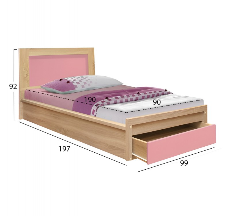 ΚΡΕΒΑΤΙ ΠΑΙΔΙΚΟ ΜΕ ΣΥΡΤΑΡΙ PLAYROOM HM10752.02 ΜΕΛΑΜΙΝΗ SONAMA/ΡΟΖ--ΣΤΡΩΜΑ 90x190εκ