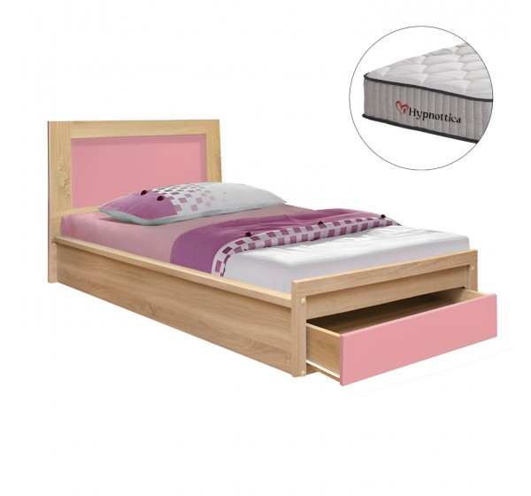 ΚΡΕΒΑΤΙ ΠΑΙΔΙΚΟ ΜΕ ΣΥΡΤΑΡΙ PLAYROOM HM10752.02 ΜΕΛΑΜΙΝΗ SONAMA/ΡΟΖ--ΣΤΡΩΜΑ 90x190εκ