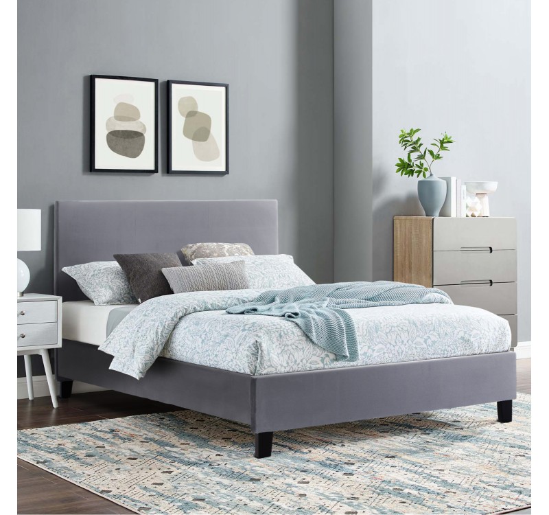 ΚΡΕΒΑΤΙ ΜΕ ΣΤΡΩΜΑ BECCA HM10760.02 ΓΚΡΙ ΥΦΑΣΜΑ--ΓΙΑ 150x200εκ