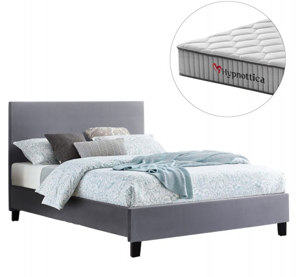 ΚΡΕΒΑΤΙ ΜΕ ΣΤΡΩΜΑ BECCA HM10760.02 ΓΚΡΙ ΥΦΑΣΜΑ--ΓΙΑ 150x200εκ