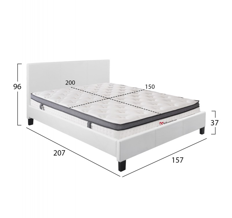 ΚΡΕΒΑΤΙ ΜΕ ΣΤΡΩΜΑ BECCA HM10803.01 ΛΕΥΚΟ PU--ΓΙΑ 150x200εκ