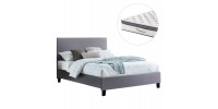 ΚΡΕΒΑΤΙ ΜΕ ΣΤΡΩΜΑ BECCA HM10803.11 ΓΚΡΙ ΥΦΑΣΜΑ--ΓΙΑ 150x200εκ