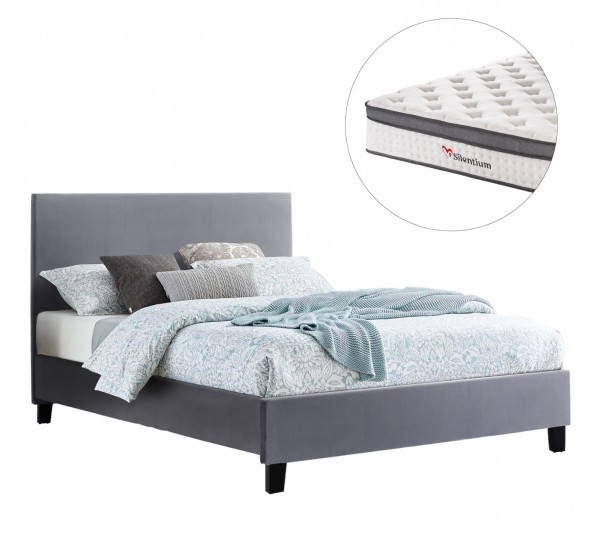 ΚΡΕΒΑΤΙ ΜΕ ΣΤΡΩΜΑ BECCA HM10803.11 ΓΚΡΙ ΥΦΑΣΜΑ--ΓΙΑ 150x200εκ