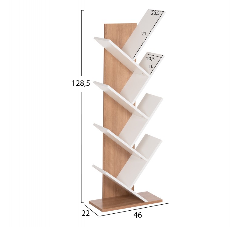 ΒΙΒΛΙΟΘΗΚΗ LIANA HM9028.14 ΜΕΛΑΜΙΝΗ SONAMA/ΛΕΥΚΟ 46x22x128,5Yεκ.