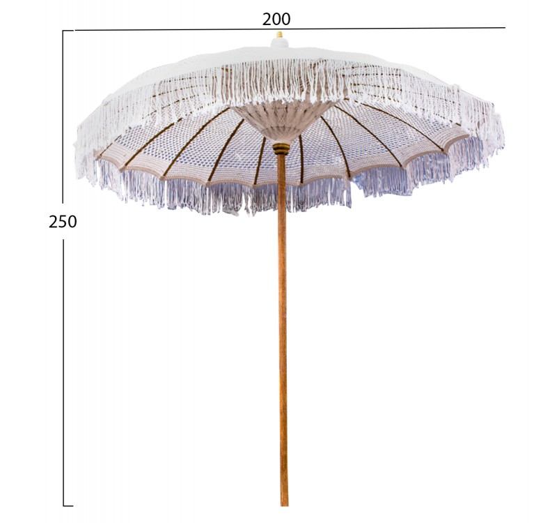 ΟΜΠΡΕΛΑ ΜΠΑΛΙΝΕΖΙΚΗ ΜΑΚΡΑΜΕ ΜΠΕΖ ΞΥΛO TEAK Φ200X250εκ. HM6035.91