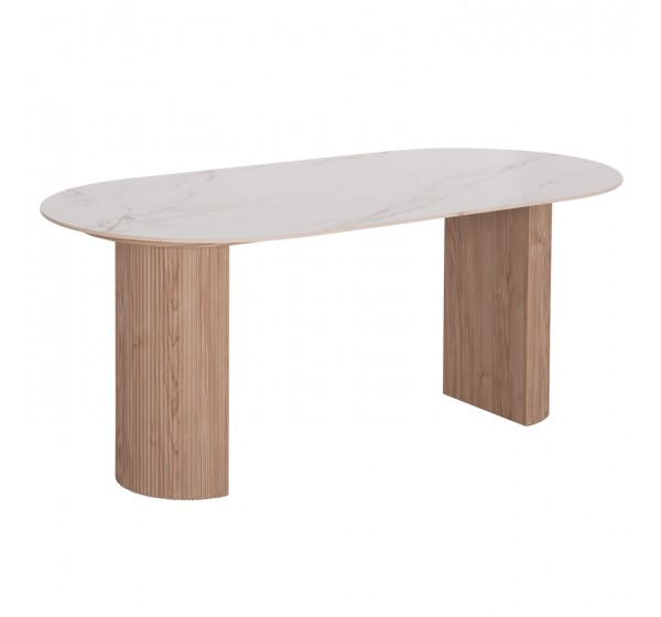 ΤΡΑΠΕΖΙ ΤΡΑΠΕΖΑΡΙΑΣ MELLOW HM18416 MDF ΠΟΔΙΑ ΣΕ ΦΥΣΙΚΟ--ΚΕΡΑΜΙΚΟ TOP 180x90x76Υεκ.