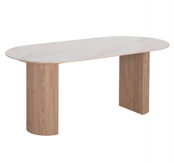 ΤΡΑΠΕΖΙ ΤΡΑΠΕΖΑΡΙΑΣ MELLOW HM18416 MDF ΠΟΔΙΑ ΣΕ ΦΥΣΙΚΟ--ΚΕΡΑΜΙΚΟ TOP 180x90x76Υεκ.