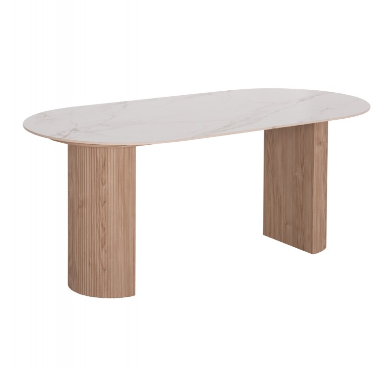 ΤΡΑΠΕΖΙ ΤΡΑΠΕΖΑΡΙΑΣ MELLOW HM18416 MDF ΠΟΔΙΑ ΣΕ ΦΥΣΙΚΟ--ΚΕΡΑΜΙΚΟ TOP 180x90x76Υεκ.