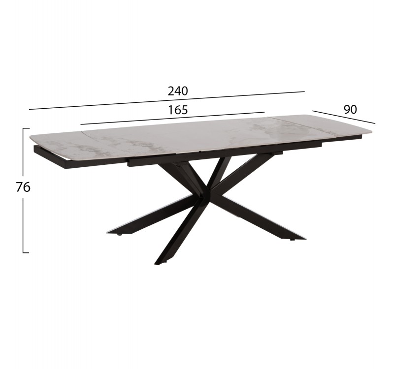 ΤΡΑΠΕΖΙ ΕΠΕΚΤΕΙΝΟΜΕΝΟ AIRA HM18411 ΚΕΡΑΜΙΚΟ TOP ΣΕ ΛΕΥΚΟ/ΚΑΦΕ ΜΑΡΜΑΡΟ 165/240x90x76Υεκ