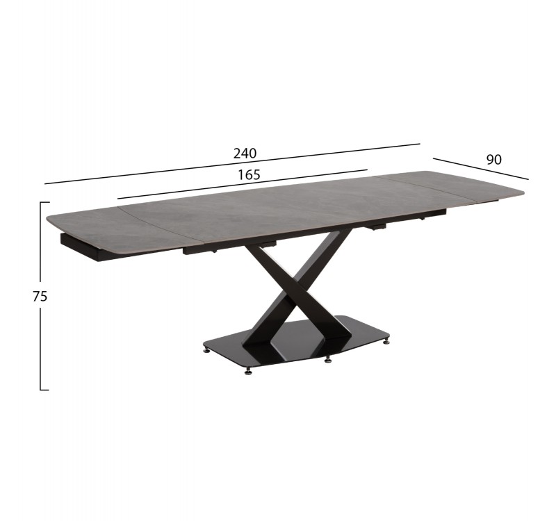 ΤΡΑΠΕΖΙ ΕΠΕΚΤΕΙΝΟΜΕΝΟ HOKU HM18410 ΚΕΡΑΜΙΚΟ TOP ΣΕ ΓΚΡΙ ΜΑΡΜΑΡΟ 165/240x90x75Υεκ.