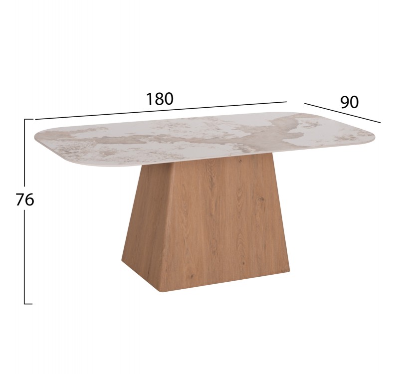 ΤΡΑΠΕΖΙ ΤΡΑΠΕΖΑΡΙΑΣ NORDU HM18414 MDF ΒΑΣΗ ΣΕ ΦΥΣΙΚΟ--ΚΕΡΑΜΙΚΟ TOP 180x90x76Υεκ.