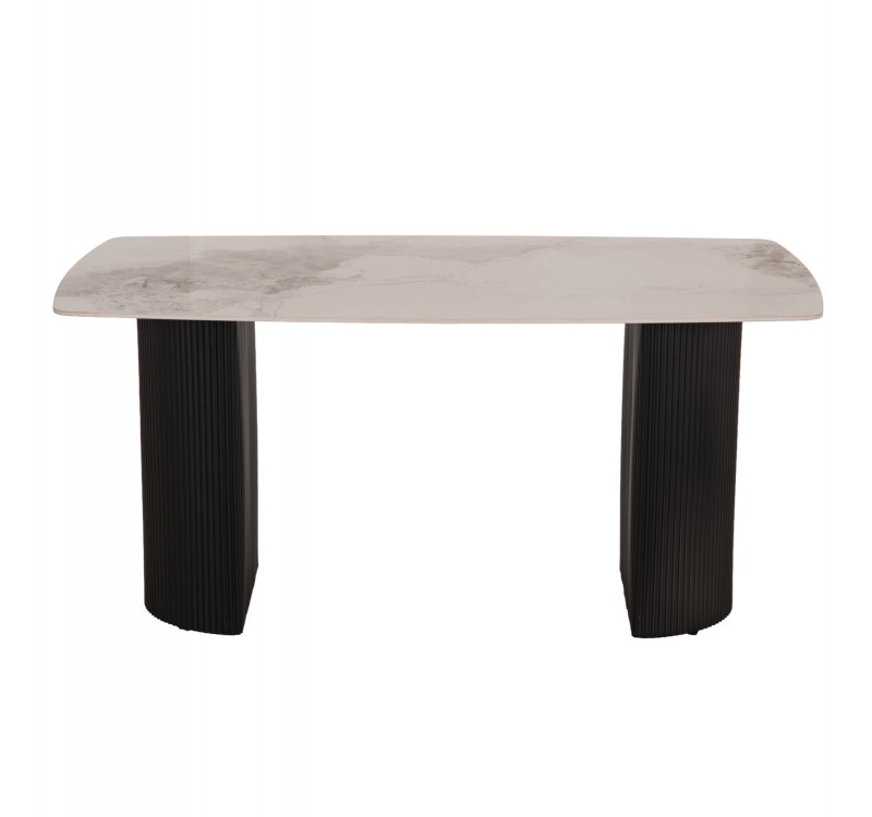 ΤΡΑΠΕΖΙ ΤΡΑΠΕΖΑΡΙΑΣ MINAO HM18418 MDF ΠΟΔΙΑ ΣΕ ΣΚΟΥΡΟ ΓΚΡΙ--ΚΕΡΑΜΙΚΟ TOP 160x90x75Υεκ