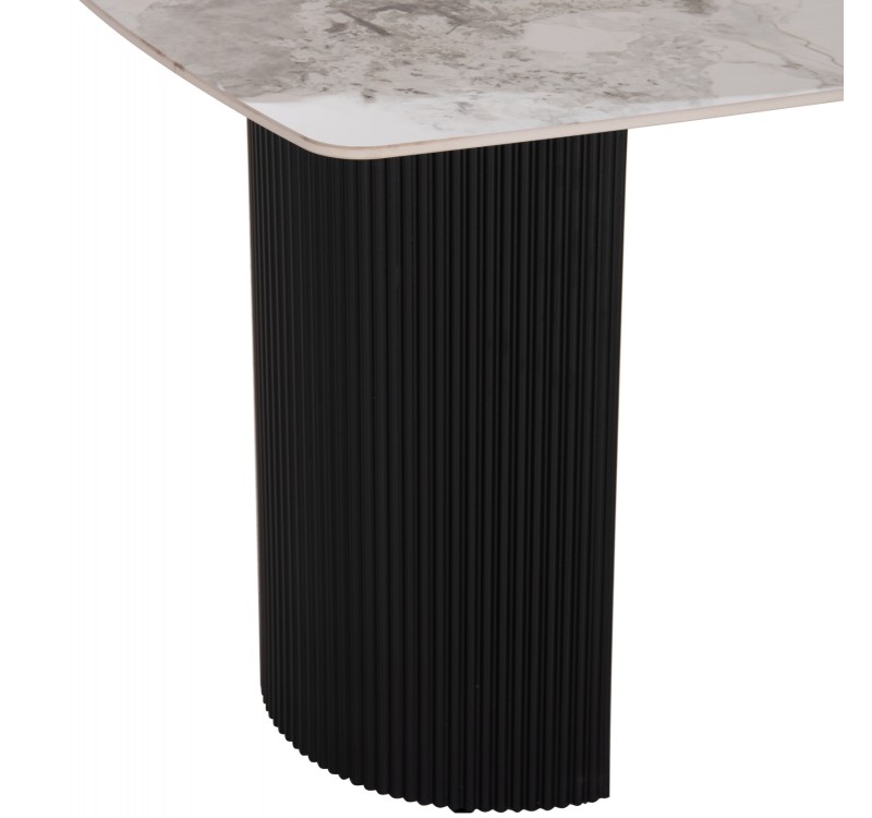 ΤΡΑΠΕΖΙ ΤΡΑΠΕΖΑΡΙΑΣ MINAO HM18418 MDF ΠΟΔΙΑ ΣΕ ΣΚΟΥΡΟ ΓΚΡΙ--ΚΕΡΑΜΙΚΟ TOP 160x90x75Υεκ