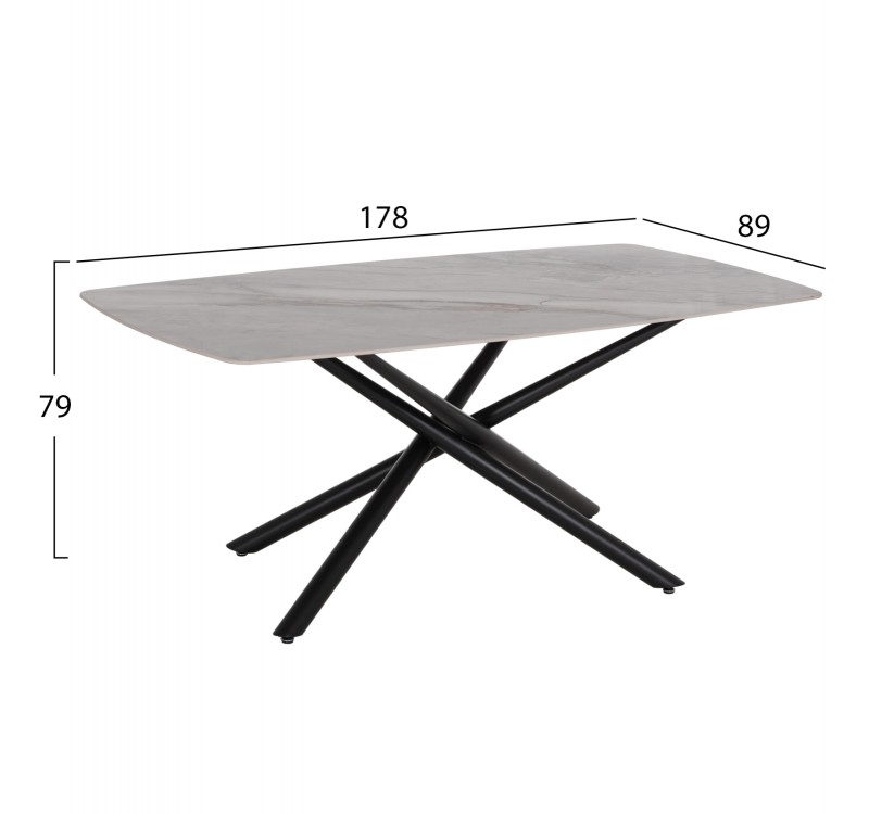 ΤΡΑΠΕΖΙ ΤΡΑΠΕΖΑΡΙΑΣ ISKA HM18423 ΚΕΡΑΜΙΚΟ TOP ΣΕ ΛΕΥΚΟ/ΚΑΦΕ ΜΑΡΜΑΡΟ 178x89x79Υεκ